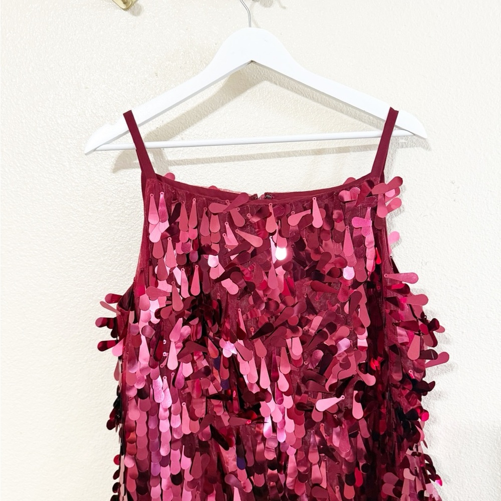 Hutch Sleeveless Sequin Pailette Red Midi Maxi Square Neck Dress size large - Picture 8 of 12